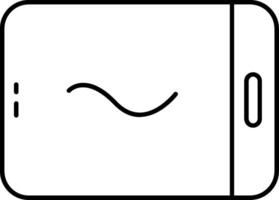 A black and white illustration of a phone with a curved line vector