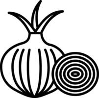 An onion and a spiral are shown in black and white vector