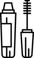 A black and white image of a mascara brush and tube vector
