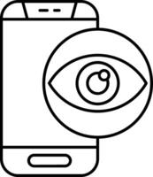 A smartphone with an eye icon on it vector