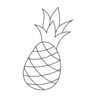 Simple outline of a pineapple with distinctive leaves and patterns for coloring purposes vector