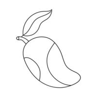 Outline of a mango with a leaf against a plain background for coloring and creative activities vector