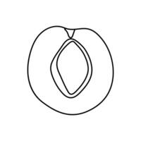 Simple line drawing of a sliced fruit showcasing its inner seed and outer shape vector