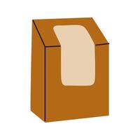 A simple brown paper bag design with a cut-out window for easy viewing of contents vector