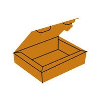 Open cardboard box on a white backdrop displaying storage for various items vector