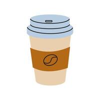 A coffee cup with a brown sleeve sits against a plain background for a modern and minimalist look vector