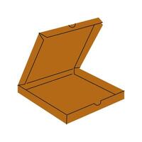 Open cardboard pizza box resting on a flat surface, ready for food filling or displaying vector