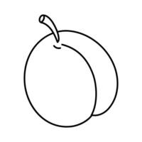 A simple line drawing of a peach showing its smooth shape and curved stem on a white background vector