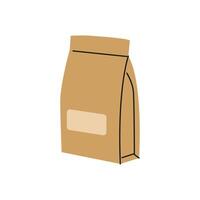 Simple brown kraft paper bag on a white background showcasing a clean, minimalist design vector