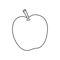 Simple black and white outline of an apple drawn on a plain background vector
