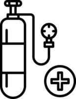 An oxygen cylinder and a cross symbol vector