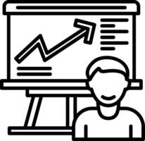 A man is standing in front of a screen with a graph on it vector