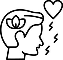 A line drawing of a woman with a heart in her head vector