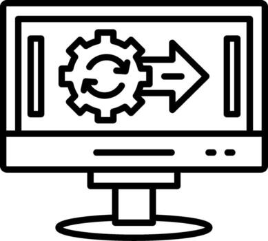 un computadora monitor con un engranaje en eso vector