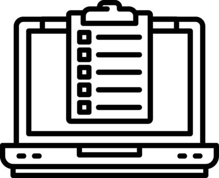 un ordenador portátil con un Lista de Verificación en eso vector