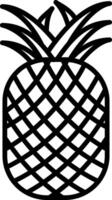 A pineapple is shown in black and white vector
