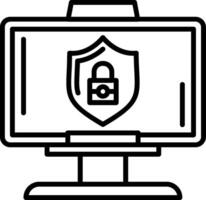 A computer monitor with a shield on it vector