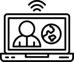 A laptop with a globe icon on it vector