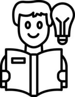 A man reading a book with a light bulb above him vector