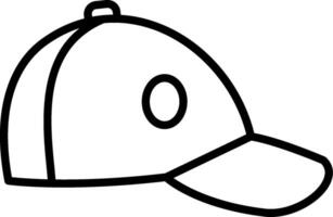 A baseball cap is shown in a simple outline vector