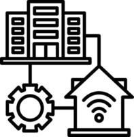A house with wifi and a gear wheel vector