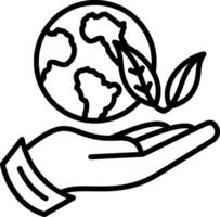 Hand holding globe with leaves vector