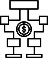 A black and white icon of a business structure vector