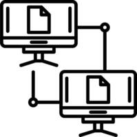 A computer with a file on it and a monitor vector
