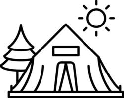 Camping tent outline icon vector