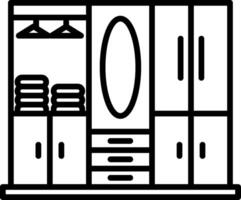 A black and white image of a wardrobe vector
