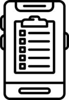 A black and white image of a smartphone with a checklist vector