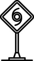 A black and white sign with a six on it vector