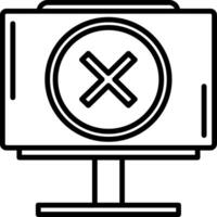 A computer monitor with an x symbol on it vector