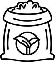 A black and white drawing of a bag of rice vector