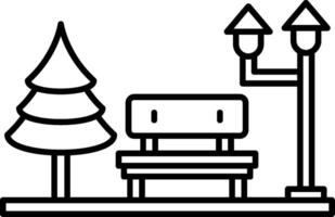 A park bench and tree with a lamp post vector