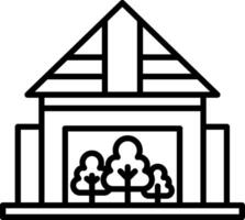 A black and white illustration of a house with trees vector