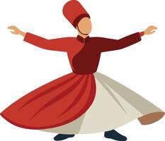A illustration of a whirling dervish in traditional attire, symbolizing spirituality, dance, and cultural heritage. vector