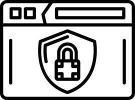 A black and white illustration of a padlock on a computer screen vector