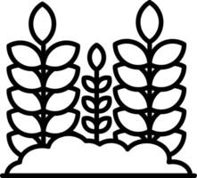 A black and white illustration of a plant and a cloud vector