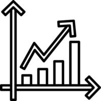 An arrow going up and a graph showing growth vector