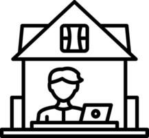 A man working in his house with a laptop vector