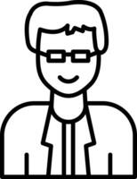 A man with glasses and a tie is shown in a line drawing vector