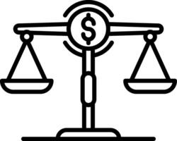 A balance scale with money and a dollar sign vector