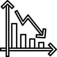 An arrow going up and down on a graph vector