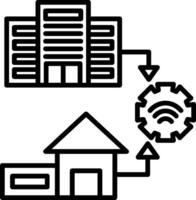 A house and a building with a wifi symbol vector