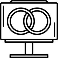 A computer monitor with two rings on it vector