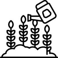 A watering can is watering plants in a field vector