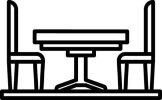 A black and white image of a table and chairs vector