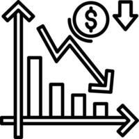 A graph with a dollar sign and arrows vector