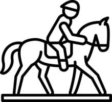 A black and white illustration of a person riding a horse vector
